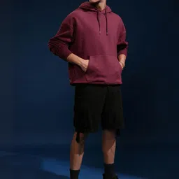 Mast & Harbour Men Solid Hooded Oversized Cotton Anti Odour Sweatshirt image 2