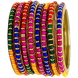 Shasmi Set Of 2 Multi Glass Artificial Stones & Beads Bangle image 2