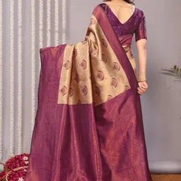 Vastravatika Ethnic Motifs Zari Art Silk Kanjeevaram Saree image 2