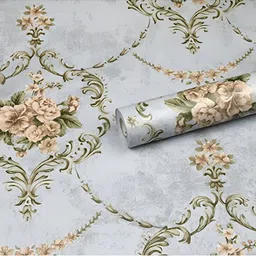 Asian royal Grey & Brown Floral Printed Waterproof Wallpaper-image-49