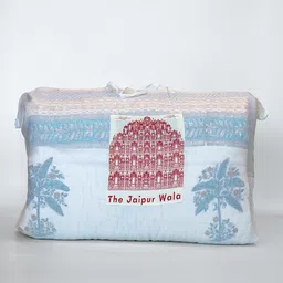 The Jaipur Wala Blue & White Floral Printed Cotton Summer Quilt-picture-27