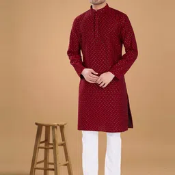 DIVISIVE Embellished Sequinned Mandarin Collar Long Sleeves Straight Kurta-picture-32