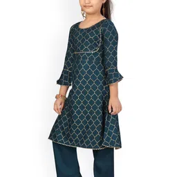 BAESD Girls Printed Regular Gotta Patti Pure Cotton Kurta with Palazzos image 5