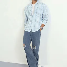 CHIMPAAANZEE Vertical Striped Long Sleeves Oversized Fit Shirt image 3