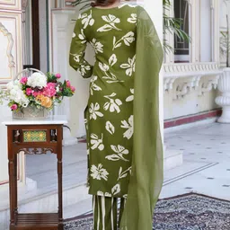 VIBE VISION Women Regular Kurta with Trousers & With Dupatta image 3