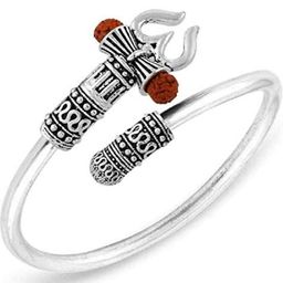Divine souvenirs Silver-Plated Rudhraksha Beaded Kada Bracelet-picture-5