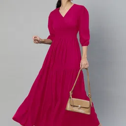 Raiyani Fashion Tiered V-Neck Fit & Flare Maxi Dress-picture-22