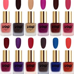VOLO Set Of 12 Velvet Matte Nail Polish - 8 ml Each - Dark Wine-Magenta-Coral-Metallic-picture-25