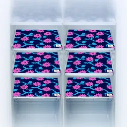 E-Retailer 8Pc Blue & Pink Printed Waterproof 3-Layered Refrigerator Covers With Pockets image 2