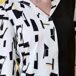 FUTURO Abstract Print Satin V-Neck Top image 2