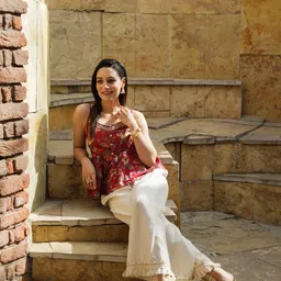 Rain & Rainbow Floral Printed Sleeveless Peplum Pure Cotton Top image 5