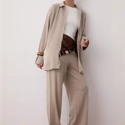 Trendyol Self Design Long Sleeves Shirt With Trouser-image-80