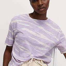 Marks & Spencer Striped Round Neck Relaxed Fit T-shirt-picture-22