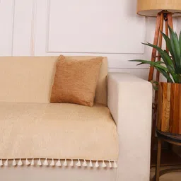 STITCHNEST Beige 2 Seater Chenille Sofa Cover image 2