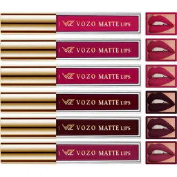 VOZO Set Of 6 Matte Lips Liquid Lipsticks-4 ml Each Shades-101-102-103-105-106-204 image 1