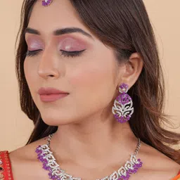 VATSALYA creation Alloy Gold- plated Purple Silver Jewellery Set-picture-19