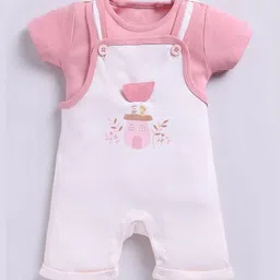 Smart Baby Girls Applique Work Pure Cotton Dungaree With T-Shirt-image-89