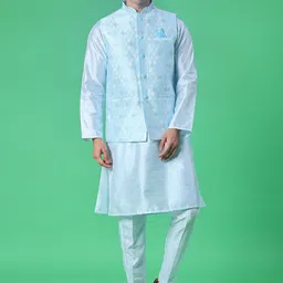 V-Mart Men Ethnic Motifs Woven Design Mandarin Collar Kurta with Pyjamas-picture-34