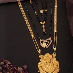 Bhanu diam Gold-Plated Brass Mangalsutra-picture-26
