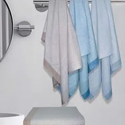 Myntra Elegant Homes Blue & Grey 5 Striped Cotton 150 GSM Bath Towel-image-57