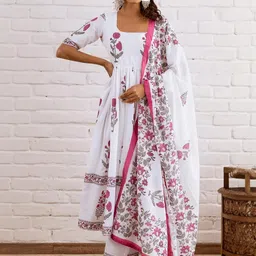 Kedar Fab Women Printed Cotton Blend Kurta & Dhoti Pants With Dupatta image 5
