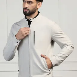 Blackberrys Men Colourblocked Satin Crop Sporty Jacket image 4