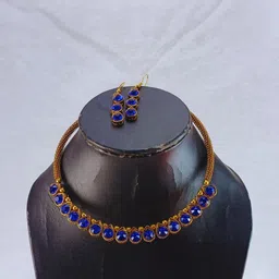 Vidhya Kangan Blue Brass Stone stud Free Hasli image 2