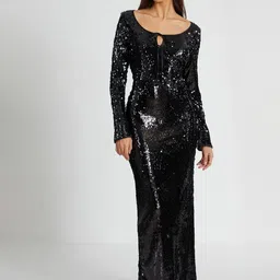 QUIZ Scuba Bodycon Maxi Dress image 1