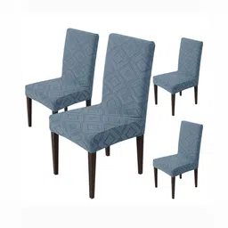 HOUSE OF QUIRK Pack Of 4 Blue Washable Chair Covers-image-40