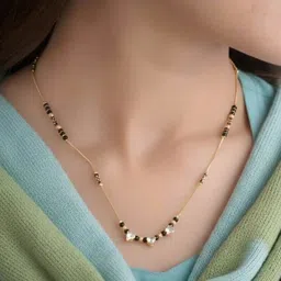 Anouk Gold-Plated Artificial Stones and Beads Mangalsutra image 2