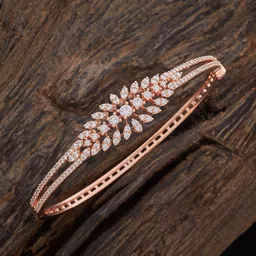 Kushal's Fashion Jewellery Rose Gold-Plated Cubic Zirconia-Studded Bangle-Style Bracelet-picture-50