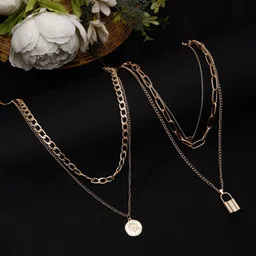 YouBella Pack Of 2 Gold-Plated Layered Necklace image 1