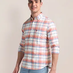 U.S. Polo Assn. Tartan Checked Button-Down Collar Slim Fit Cotton Shirt image 4