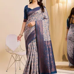 Snofi Creation Floral Woven Design Zari Kanjeevaram Saree-picture-24