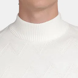 t-base Men Self Design Mock Collar Long Sleeves Pure Cotton Pullover Sweater image 5