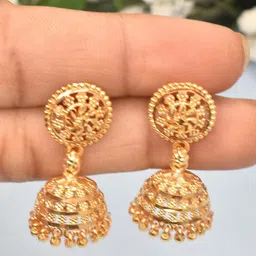 MEIRA JEWELLERY Gold-Plated Dome Shaped Artificial Beads Jhumkas Earrings-picture-21