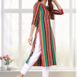 SZN Women Ethnic Motifs Crepe Straight Kurtas-picture-13