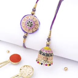Dore Set Of 2 Rakhi Bliss : Bhaiya Bhabhi Lumba Colors of Gangaur Rakhi-picture-58