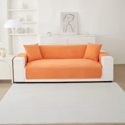 HOMETHREADS Orange & Orange Sofa Cover-picture-38