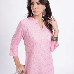 Anouk Rustic Abstract Foil Printed Mandarin Collar Straight Kurta-image-84