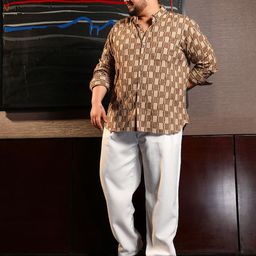 Instafab Plus Men Textured Button-Down Collar Cotton Casual Shirt-picture-19