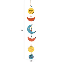 aakriti art creations Celestial Kitty Multicolour Wood & Metal Wind Chime image 3
