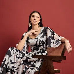 all about you Floral Print Flared Sleeve Layered Satin Fit & Flare Maxi Dress image 5