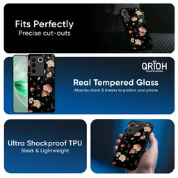 QRIOH Unisex Vivo T4x 5G Floral Shockproof Glass Back Case image 3