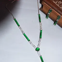 Niscka Silver-Plated American Diamond Studded Necklace And Earrings-picture-13