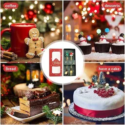 tera13 Christmas Cutlery Set With Santa And Tree Figurines Gold Plated Flatware & Table Stainless Steel Cutlery Set image 3