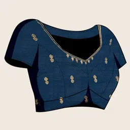 OFLINE SELECTION Ethnic Motifs Embroidered Pure Silk Saree with Blouse Piece image 2