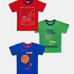 Here&Now X Game Begins Boys Pack of 3 Assorted Typography Printed T-shirts-picture-24