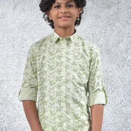 Crimsoune Club Boys Slim Fit Spread Collar Floral Printed Opaque Shirt-image-28