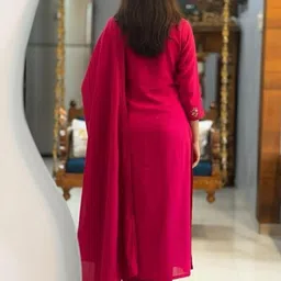 MILAAV Women Embroidered Regular Kurta with Trousers & With Dupatta image 3